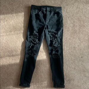 Distressed Black womens Jeans